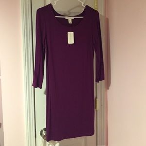 Plum colored 3/4 sleeve dress.