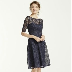 Short Lace Dress with Illusion Neck