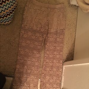 Tan lace boot cut beach pants!!