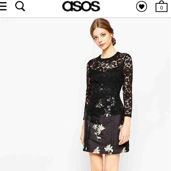 ASOS Premium Jacquard And Lace Skater Dress