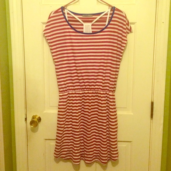 Red and white striped dress
