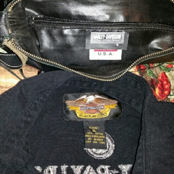 Harley Davidson button down long sleeve,purse,hat - Picture 3 of 4