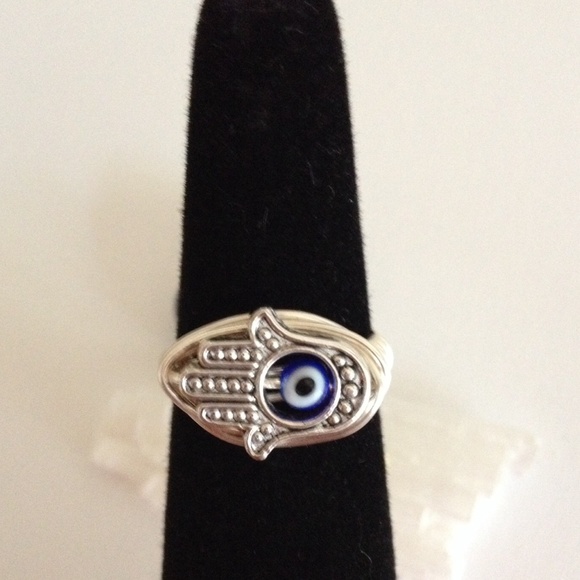 Evil Eye Hamsa Hand Ring - Picture 3 of 7