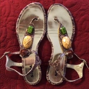 Soda Jeweled Thong Sandals