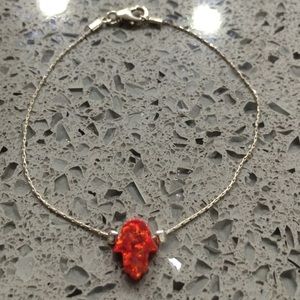 Sterling silver red opal Hamsa bracelet