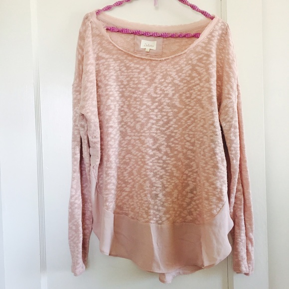 Anthropologie Deletta blush sweater with trim