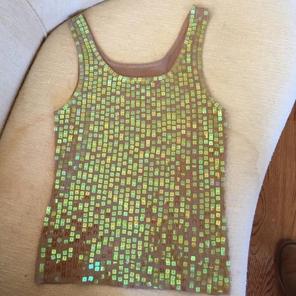 Tan camisole with fluorescent sequins