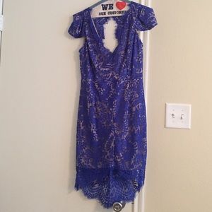 Sexy blue lace cocktail dress