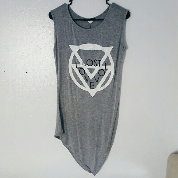 Grey asymmetrical t-shirt dress - Picture 1 of 2