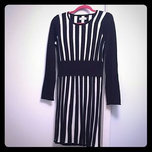 Calvin Klein black and white striped sweater dress