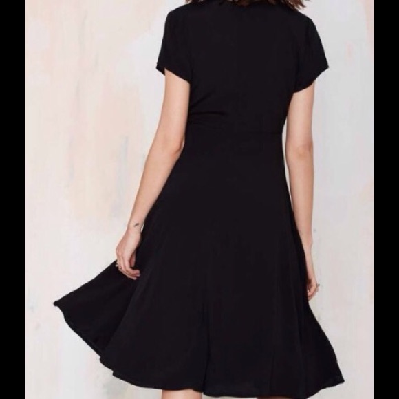 NASTY GAL Midi Dress w/ Swingy Skirt Black S - Picture 2 of 4