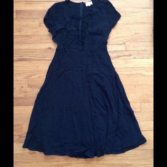 NASTY GAL Midi Dress w/ Swingy Skirt Black S - Picture 3 of 4