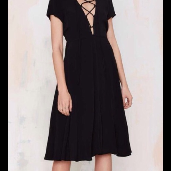 NASTY GAL Midi Dress w/ Swingy Skirt Black S - Picture 4 of 4