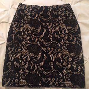 Black Lace Pencil Skirt - Size 6 Petite