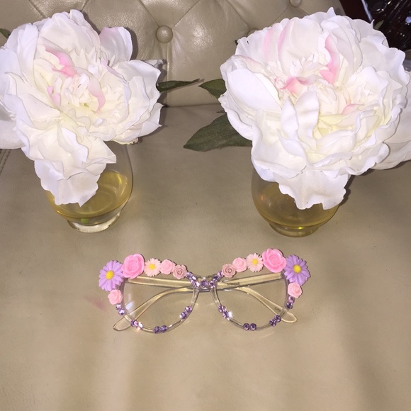 LE Roses and Daisies Sequen Clear Lens Glasses - Picture 1 of 1