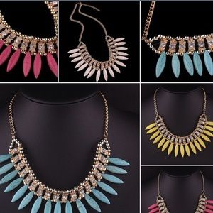 B I B statement necklace.