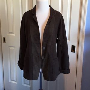 Eileen Fisher suede trimmed cardigan