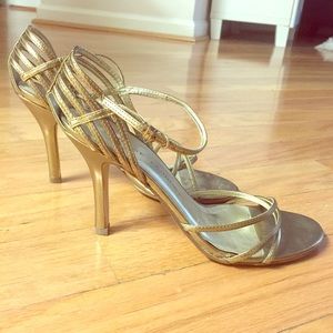 Gold 3.5" strappy heels Chinese Laundry