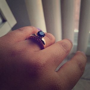 I love you Black diamond 10k golden ring