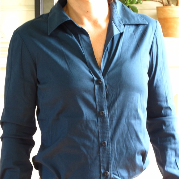 Teal Stretchy Button Down