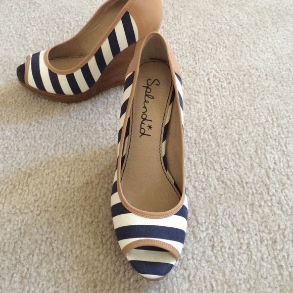 Splendid navy and white striped wedges - Picture 2 of 4