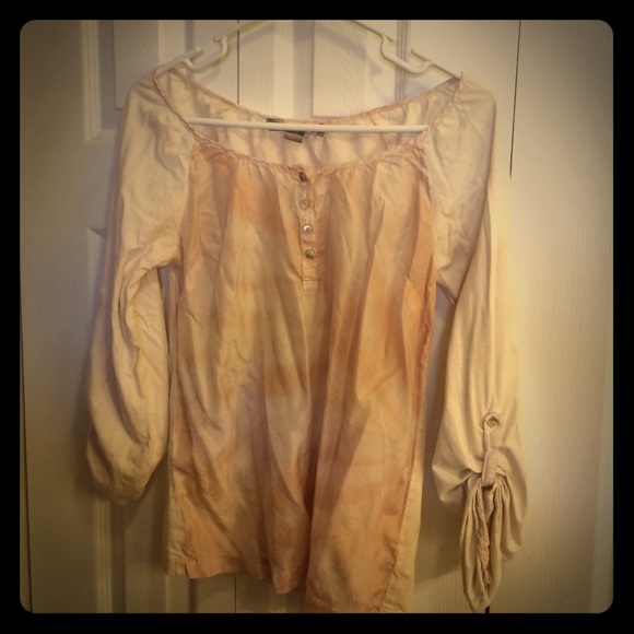 Pink silk button blouse