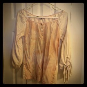 Pink silk button blouse