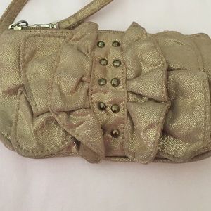 Gold ruffle wristlet