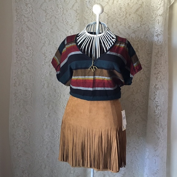 Rewind Dresses & Skirts - NWT Rewind Suede Fringe Skirt