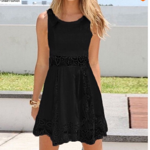 Black lace short dress