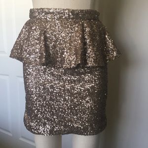 Gold Sequin Peplum Skirt