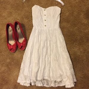 SALE- Strapless White Lace Dress