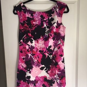 Eliza J pink floral print faille sheath dress