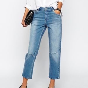 ASOS Thea Midrise Cropped Girlfriend Jeans
