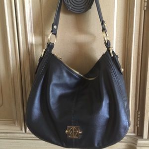 ☀️RESERVED☀Black Leather GB "hobo" style purse.