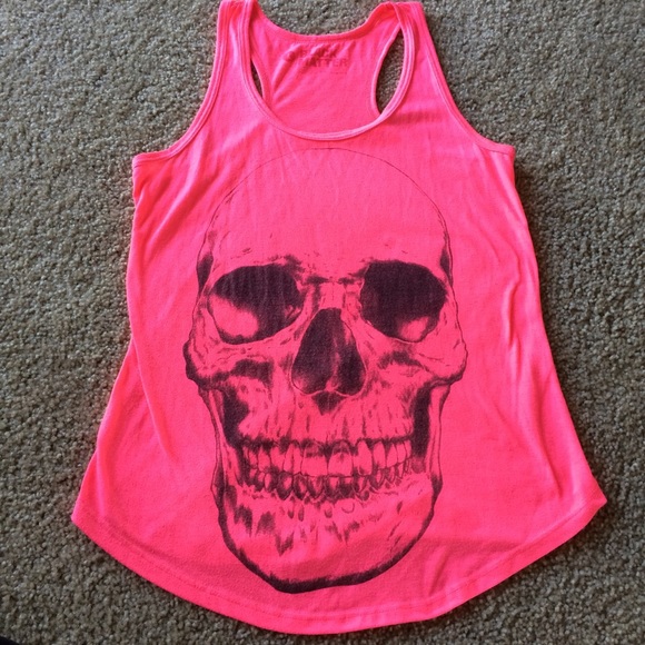 Neon pink skull tank top