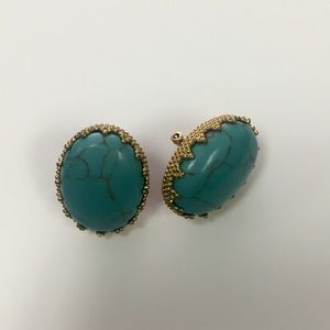 Turquoise & Gold Clip-on Earrings