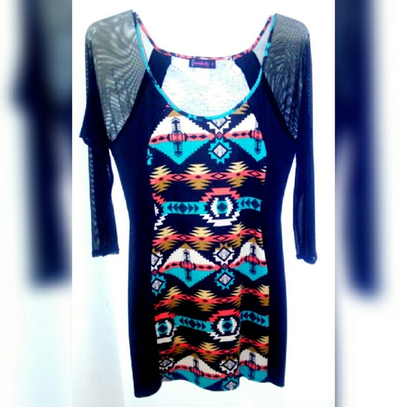 Women Plus Size XL Aztec Style Spandex Mini Dress