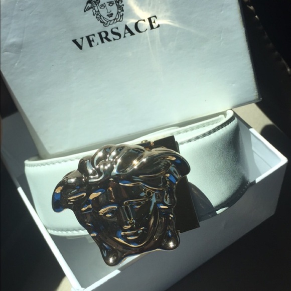 All white Versace belt .