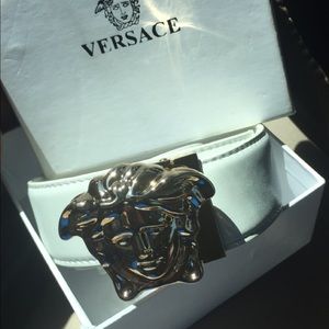 All white Versace belt .