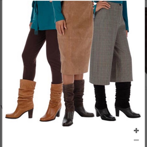 NWOT Suede Stacked Heel Brown Boots Size 9W - Picture 4 of 4