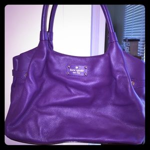Used ONCE Kate Spade purple leather bag & dust bag