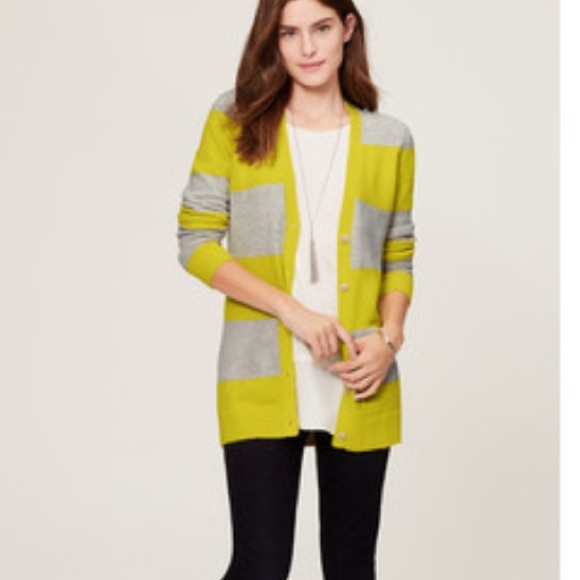 Loft Striped Boyfriend Cardigan