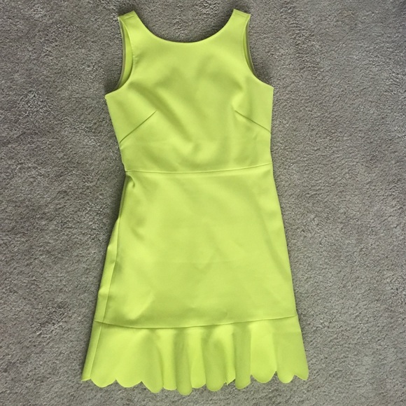 Neon yellow scalloped dress