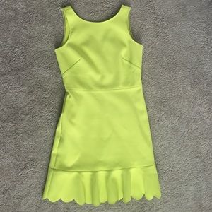 Neon yellow scalloped dress