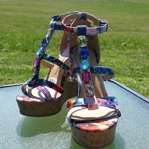 Funky Jeweled platform Heels/Sandels