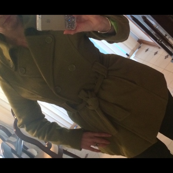 JOUJOU•Olive GreenDouble Breasted Pea Coat - Picture 3 of 9