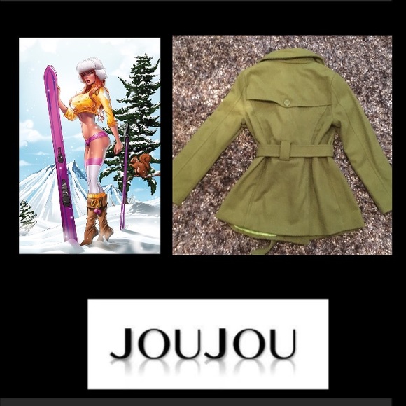 JOUJOU•Olive GreenDouble Breasted Pea Coat - Picture 6 of 9