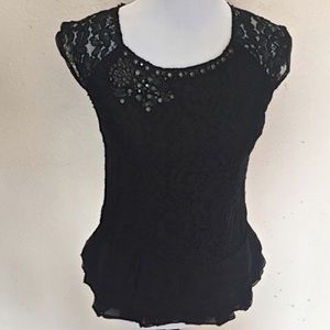 Alice + Olivia beaded/lace top NWOT