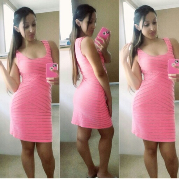 Pink stripped mini dress